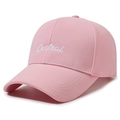 Roze katoenen baseballpet met wit Central-borduurwerk en een gebogen klep - Verstelbaar / Roze