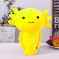 Cute yellow axolotl plush doll with soft fur and smiling face on a decorative desk - 20cm / Yellow