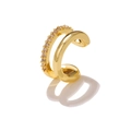 Double-layered gold C-shaped ear cuff with pave-set zircons for non-pierced ears - EGJ0146 Gold