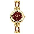 Orologio al quarzo in lega dorata da donna con quadrante a scudo rosso vino e cinturino a catena - Cassa Oro Quadrante Rosso Accenti Rossi