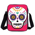 Piccola borsa a tracolla nera con teschio messicano rosa colorato e stampa 3D - Teschio Con Pannello Rosa (6)