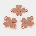 Trois connecteurs trèfle à quatre feuilles en or rose pour bracelets et colliers DIY - Trèfle à quatre feuilles / Plaqué Or Rose