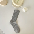 Calcetines media pantorrilla gris oscuro con rayas verticales y puños elásticos - Talla única / Gris
