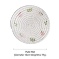 18cm woven cotton coaster featuring elegant pink floral print and green leaves design - Peach Place Mat 18cm