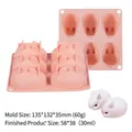 Pink 6-cavity mini rabbit silicone mold for Easter cakes and jelly 135x132x35mm - 6-Cavity Mini Rabbit-Pink