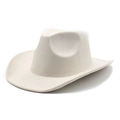 Side view of beige suede wide brim fedora hat showing classic crown shape and texture - M (56-59cm) / Off White (Suede)