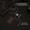 Silver heart pendant necklace in titanium steel with 65cm adjustable pull-chain length - 5# Polished Heart Pendant