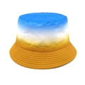 Dettaglio del cappello a secchiello arcobaleno per bambini con cuciture sulla tesa - 52-54cm / Sfumatura Blu Bianco Giallo (Arancione)