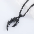 Detalle del colgante de garra de lobo en acero negro con cadena de caja redonda - Con Cadena de 0.35*60cm / Negro