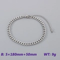 Bracciale a catena cubana da 5mm in acciaio al titanio argento con estensione - Catena Curb Appiattita Acciaio (KB188858-Z)