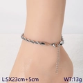Silver stainless steel twisted rope anklet for women featuring 5cm extender and lobster clasp - 5mm 23cm+5cm / Steel