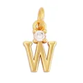 Gold plated copper letter W pendant with sparkling zircon stone for personalized jewelry - Single Stone Letter W