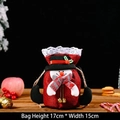 Christmas snowman burlap gift bag with red lace and golden bell for candy and apples - Lace Trim Burlap Apple Bag Snowman
