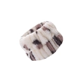 Plush animal print spa wristband in white and brown faux fur for face washing - Beige Leopard