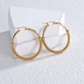 Three-layer gold titanium steel hoop earrings with textured spring coil and smooth finish - Braided Texture Large Hoop Style (E570) / Gold