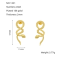 Ohrstecker aus 18k vergoldetem Edelstahl in Schlangenform mit feiner Textur - 18K Gold / Gold (ZE1331G)
