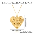 Golden heart locket pendant necklace with hollow design and detailed size measurements - Alloy / Hollow Pattern Heart / Gold
