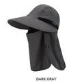 Outdoor sun hat with wide brim and neck protection in dark gray breathable fabric - Dark Gray / One Size (56-58cm)
