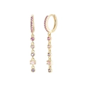 S925 Silber Goldohrringe mit bunten Zirkonia-Quasten und rosa Edelsteinen - Rosa & Lila Zirkonia