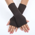 Calentadores de brazo de punto a rayas marrón oscuro guantes sin dedos mujer - Talla única / gris oscuro