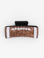 Brown glitter football hair clip with white stitching and black grip for women - Brown Glitter Football