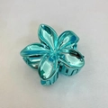 Elegant turquoise metal plumeria hair claw clip for women's vacation hairstyle - 12 Pcs Set (Approx. 8x7x4cm) / Peacock Blue