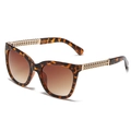 Occhiali da sole cat eye con montatura tartarugata e aste a catena in metallo dorato - Stampa leopardata