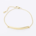 Minimalist adjustable golden titanium steel chain bracelet with a curved metal bar - 18K Gold
