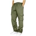 Pantaloni cargo uomo verde militare con multitasche e coulisse elastica in vita - Gk11-1 Verde Militare / Taglia M