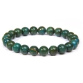 Natural round gemstone bead bracelet in deep green and brown earthy tones - Phoenix Stone