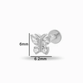 Titanium butterfly labret stud featuring clear zircons and flat back piercing structure - Exquisite Butterfly Shape (T2504-5#) / Silver