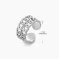 Silver chain-shaped adjustable ring made of stainless steel with a hollow geometric design - Steel-colored Ring 157