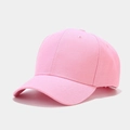Detailed view of pink cotton baseball cap showing twill texture and embroidered eyelets - Pink