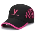Black and pink quick-dry sports baseball cap with embroidered V-letter logo - Black With Pink Embroidery