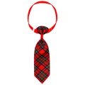 Red plaid Christmas pet tie with adjustable elastic neck strap and tartan pattern - Red Green White Twill Plaid (NT269-5)