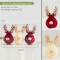 Velvet reindeer Christmas tree ornaments in red and cream with golden glitter antlers - 481-6 Flocking Reindeer Hanging Set (Set of 3) / 12x6cm