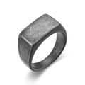 Anillo de sello minimalista para hombre en acero inoxidable plateado con acabado vintage - US 6 / Plata antigua