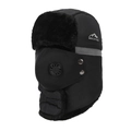 Chapeau de trappeur noir avec doublure polaire et masque amovible à valve respiratoire - Taille unique / Noir