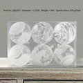 Set of 6 transparent 6cm Christmas balls with white snowflake patterns on wood - Style B 5.5cm (Pack of 6)