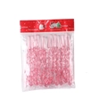 Set di decorazioni natalizie a spirale rosa trasparente con cordini d'argento - Set di 12 / Rosa