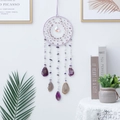 Purple dream catcher with amethyst natural stone chips and agate slices for wall decor - Berry Crystal Agate Wind Chime
