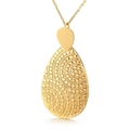 18K gold plated teardrop pendant necklace with concentric embossed ring texture - Gold Concentric Circle Embossed Water Drop Pendant (KP29257-K)
