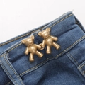 Cute matte gold bear-shaped waist tightener pins for denim jeans adjustment - Screw Back Large / Matte Gold