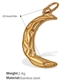 Hammered 18K gold plated stainless steel crescent moon pendant for DIY jewelry - Hammered Crescent Style (PJ537G)