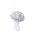 Colgante de hongo de fieltro de lana gris y blanco con cuerda para adorno de árbol de Navidad - Gris