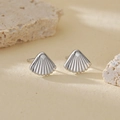 Elegant S925 sterling silver shell stud earrings in a polished silver finish for women - 925 Silver / White Gold