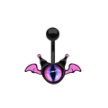 Piercing ombelico gotico nero con ali di pipistrello rosa e occhio del diavolo blu - Base Nera - Occhio del Diavolo Rosa Viola Pipistrello