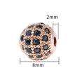 Micro paved black cubic zirconia ball bead in rose gold finish for DIY jewelry - 8mm-Black Zirconia-Rose Gold