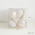 Set of four 8cm cream Christmas balls with gold sequins and beads in a 16cm square box - Cream White 8cm 4Pcs