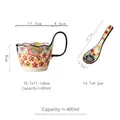 Hand-painted floral ceramic mug and spoon set with red flowers and ring handle - Flower Red (with Spoon)